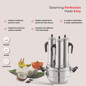 3 Puttu Maker with Tri-Ply Base