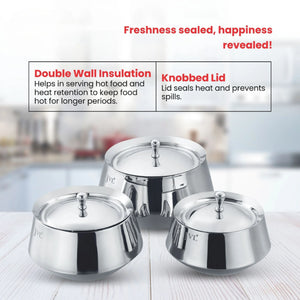 Double Wall Serving Bowl (Mirror Finish)