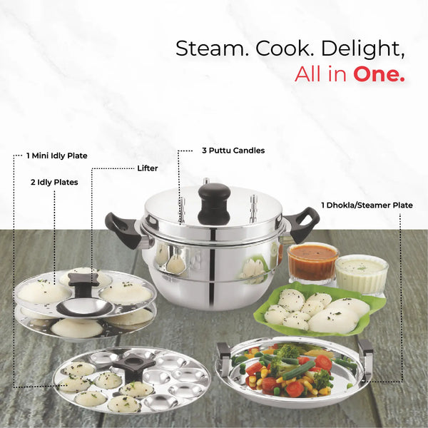 Multi Purpose Puttu Maker with Tri-Ply Base