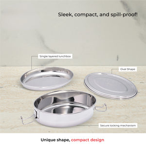 Oval Lunch Box (With Steel Plate)