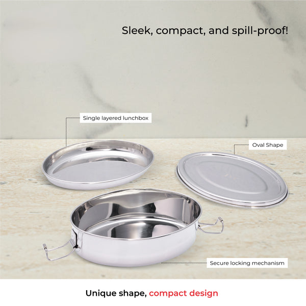 Oval Lunch Box (With Steel Plate)