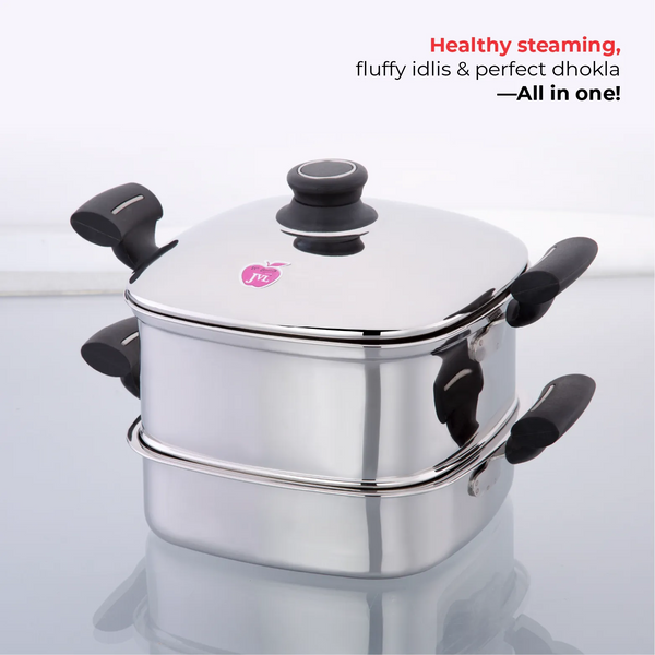 Multi Purpose Small Square Steamer with Tri-Ply Base