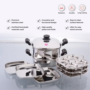 Multi Purpose Small Square Steamer with Tri-Ply Base