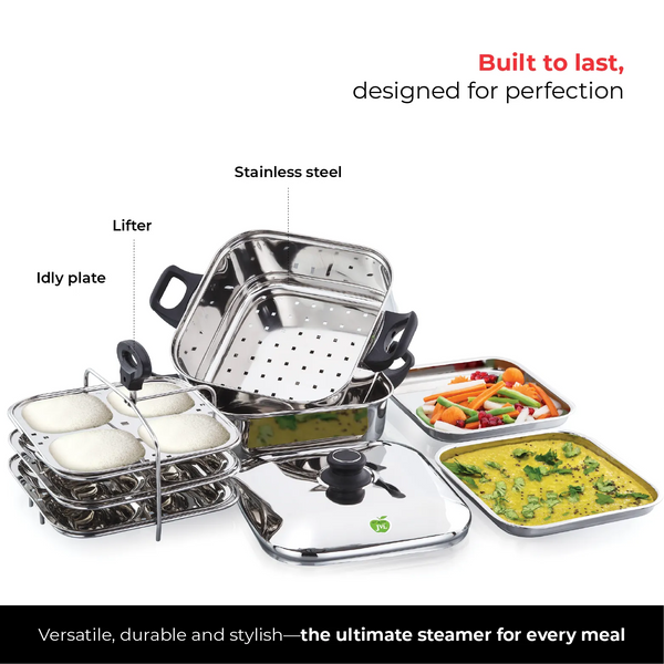 Multi Purpose Small Square Steamer with Tri-Ply Base