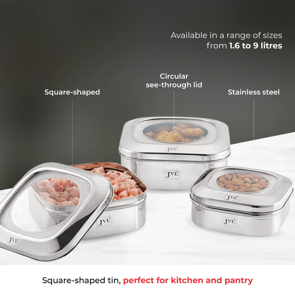 Square Costa Tin - See Through Clear Lid