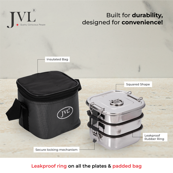 Square Leak Proof Lunch Box ( 3 Tier )