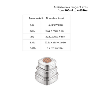 Square Costa Tin - See Through Clear Lid