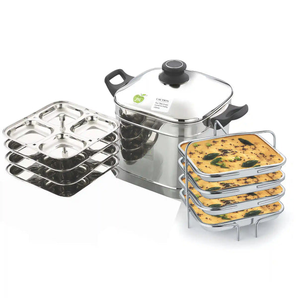 Square Idly & Dhokla Maker with Tri-Ply Base