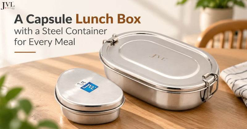 A Capsule Lunch Box with a Steel Container for Every Meal