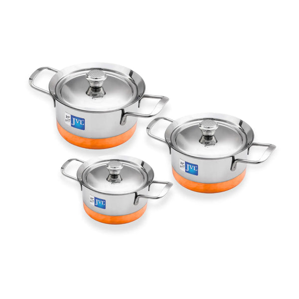 Normal Pot Shop 3-Piece JVL Normal Pot Set for Everyday Cooking
