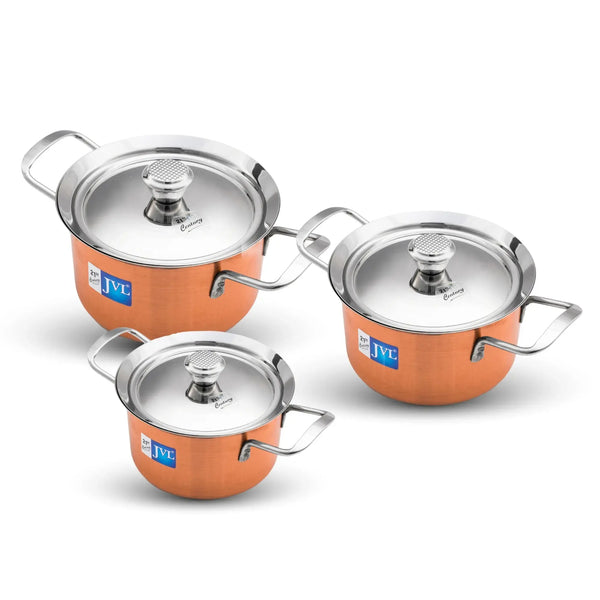 Normal Pot Shop 3-Piece JVL Normal Pot Set for Everyday Cooking