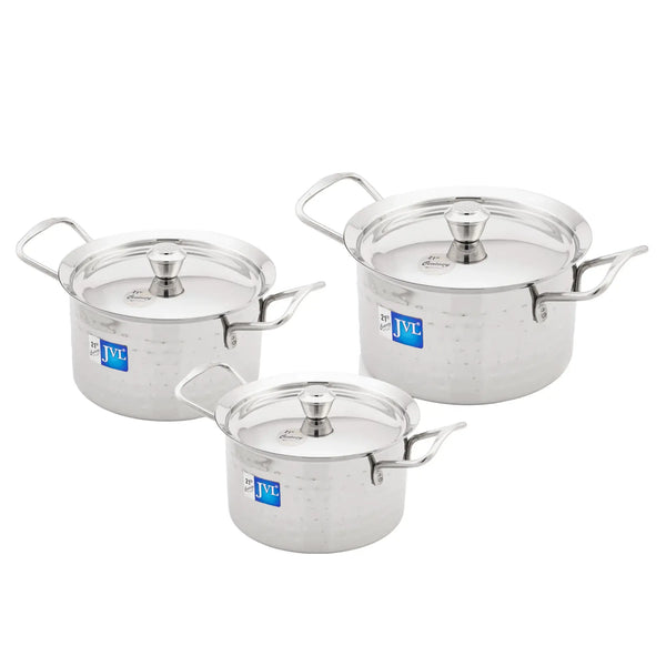 Normal Pot Shop 3-Piece JVL Normal Pot Set for Everyday Cooking