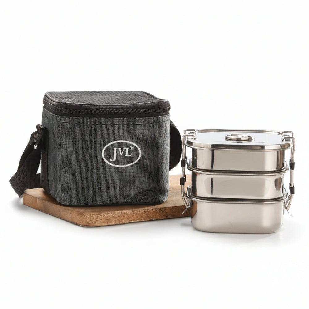 Customisable Name Square Leak Proof Lunch Box ( 3 Tier )