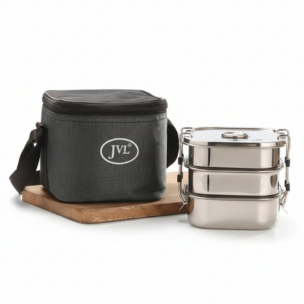 Customisable Name Square Leak Proof Lunch Box ( 3 Tier )