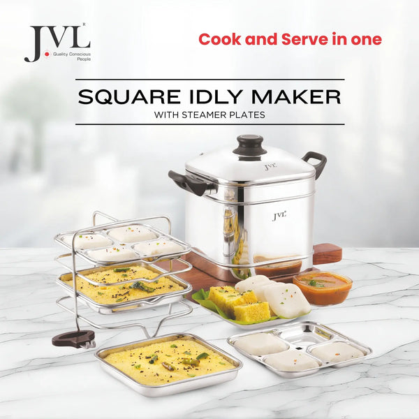 Square Idly & Dhokla Maker with Triply Base