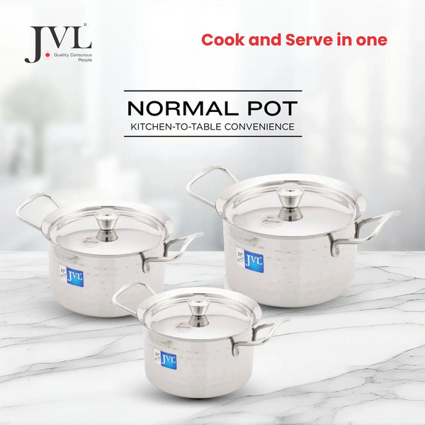 Normal Pot Shop 3-Piece JVL Normal Pot Set for Everyday Cooking