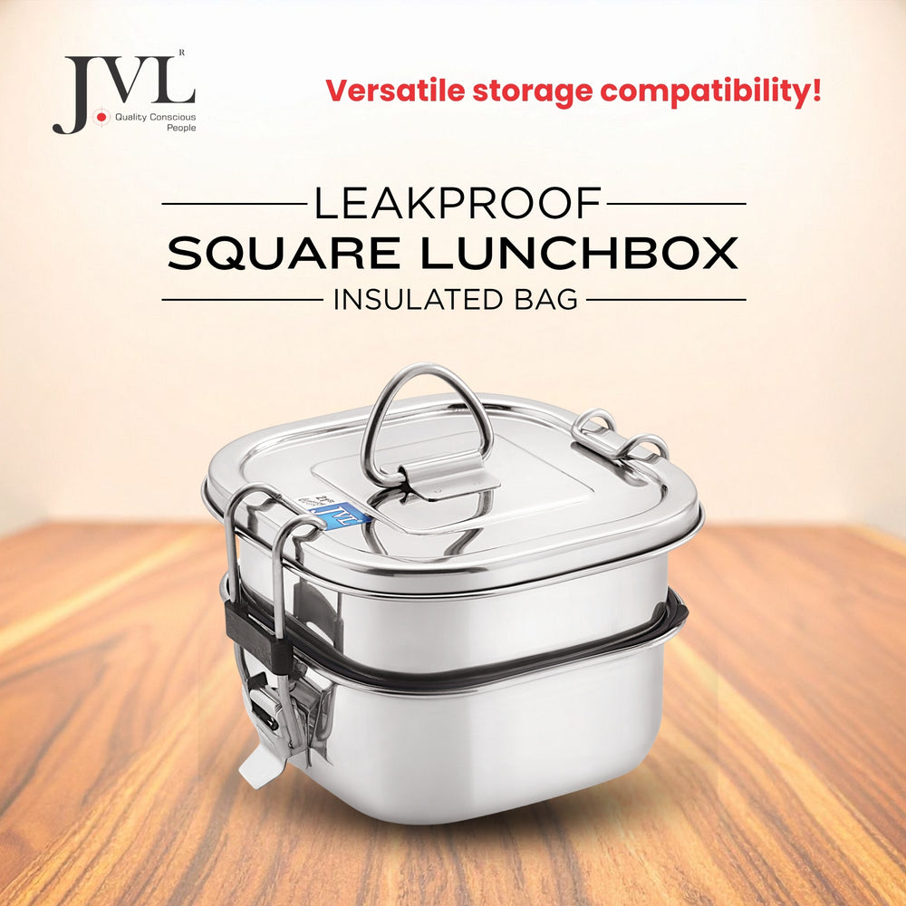 Customisable Name Square Leak Proof Lunch Box (Two Tier)