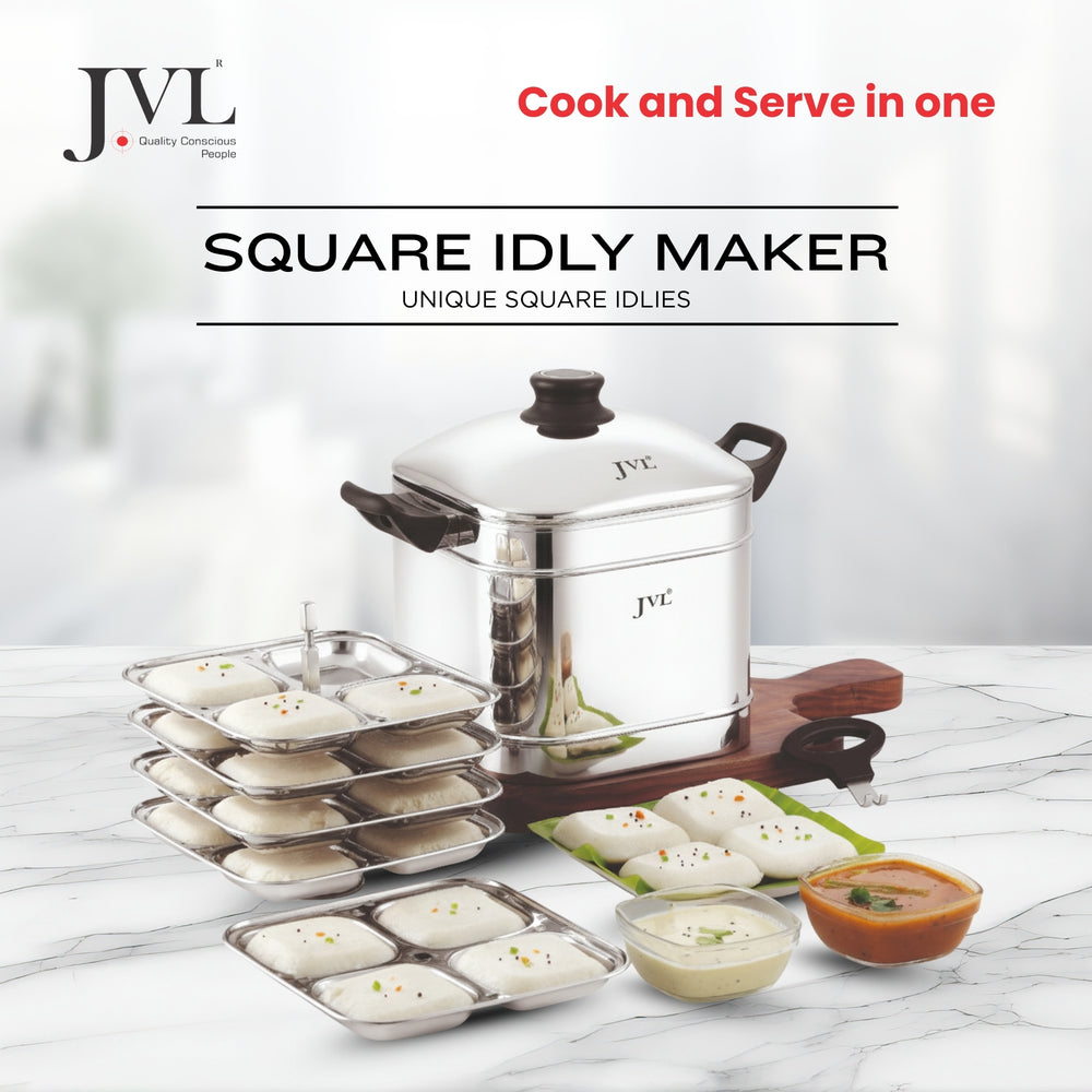 Square Idly Maker with Triply Base (Only Idly Plates)