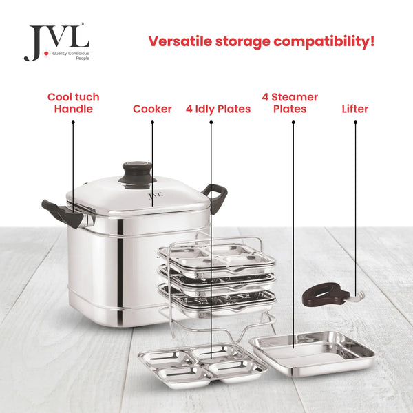 Square Idly & Dhokla Maker with Triply Base
