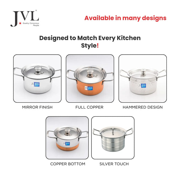 Normal Pot Shop 3-Piece JVL Normal Pot Set for Everyday Cooking