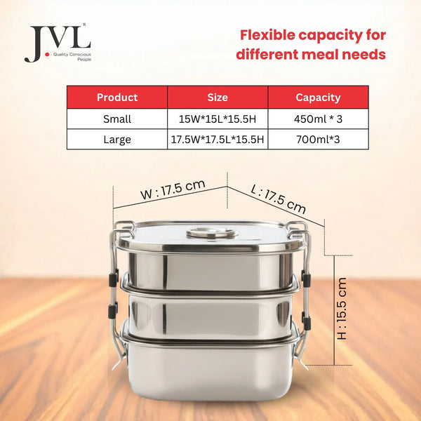 Square Leak Proof Lunch Box ( 3 Tier )