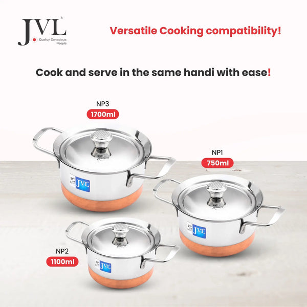 Normal Pot Shop 3-Piece JVL Normal Pot Set for Everyday Cooking