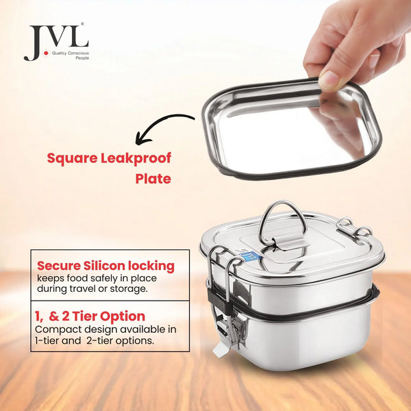 Square Leak Proof Lunch Box (Two Tier)