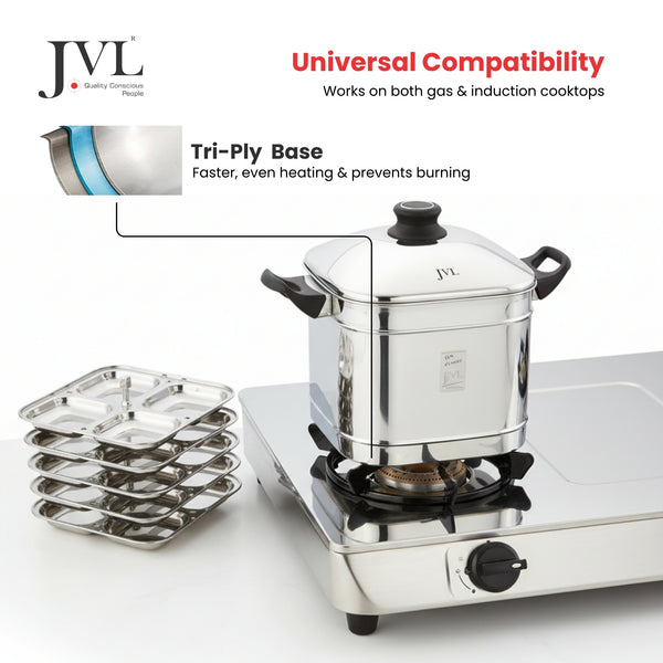 Square Idly Maker with Triply Base (Only Idly Plates)