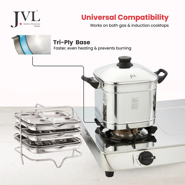 Square Idly & Dhokla Maker with Triply Base