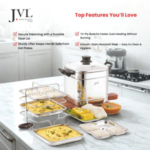 Square Idly & Dhokla Maker with Triply Base