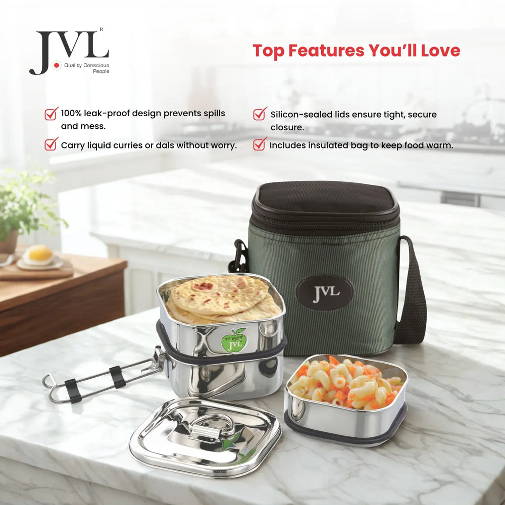 Square Leak Proof Lunch Box ( 3 Tier )