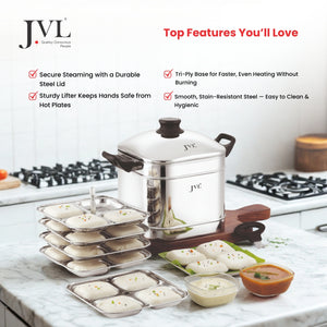 Square Idly Maker with Triply Base (Only Idly Plates)