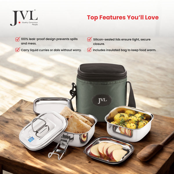 Customisable Name Square Leak Proof Lunch Box (Two Tier)