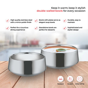 Double Walled Stainless Steel Dessert Bowl