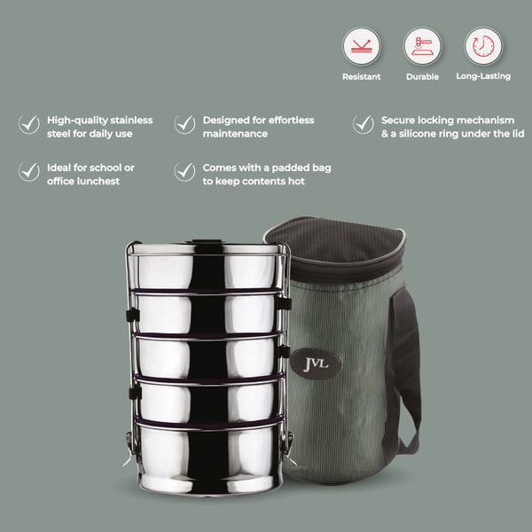 Round Leak Proof Tiffin Carrier (Pentamerous)