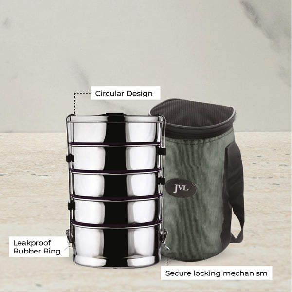 Round Leak Proof Tiffin Carrier (Pentamerous)