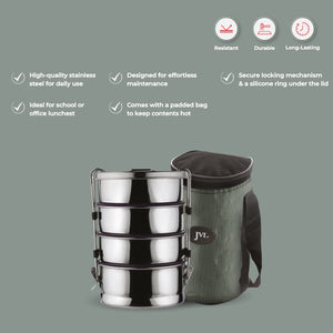 Round Leak Proof Tiffin Carrier (Quadruple)