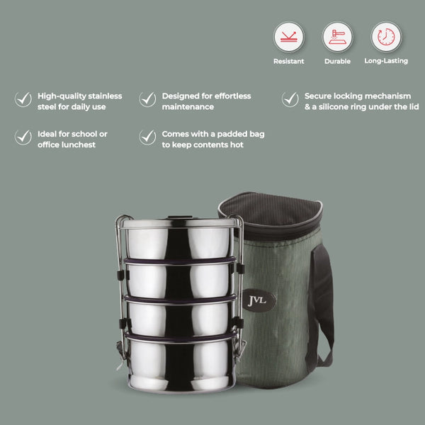 Round Leak Proof Tiffin Carrier (Quadruple)