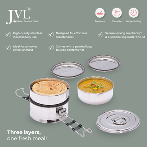 Round Leak Proof Lunch Box (Three Tier)