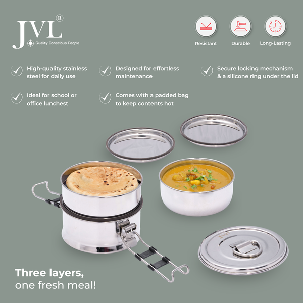 Round Leak Proof Lunch Box (Three Tier)