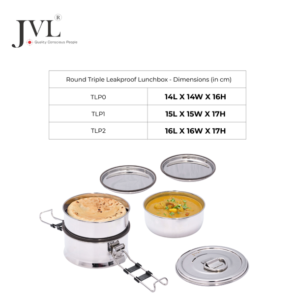 Round Leak Proof Lunch Box (Three Tier)