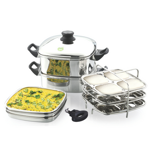 Multi Purpose Small Square Steamer with Tri-Ply Base