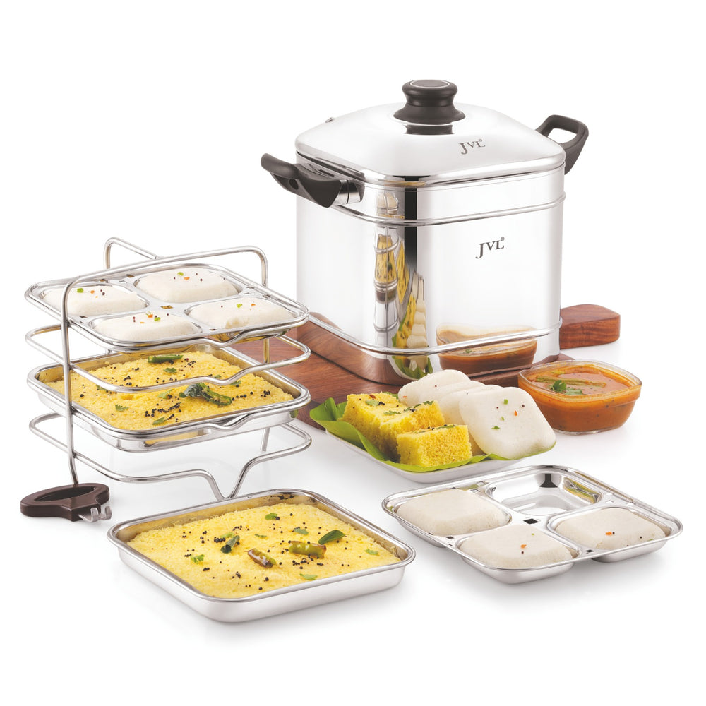 Square Idly & Dhokla Maker with Triply Base